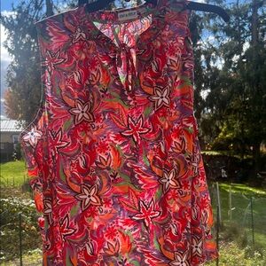 Coldwater Creek Vibrant Floral Sleeveless Blouse